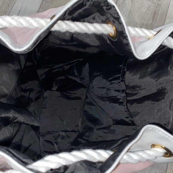 Victorias Secret drawstring backpack pink half moon striped - Picture 9 of 10